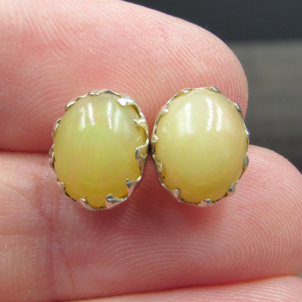 Sterling Silver Opal Stud Earrings